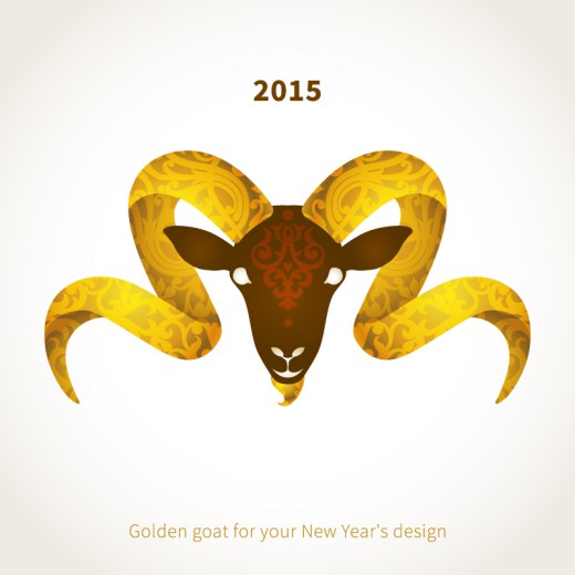 2015年金色羊头背景矢量素材16图库网精选