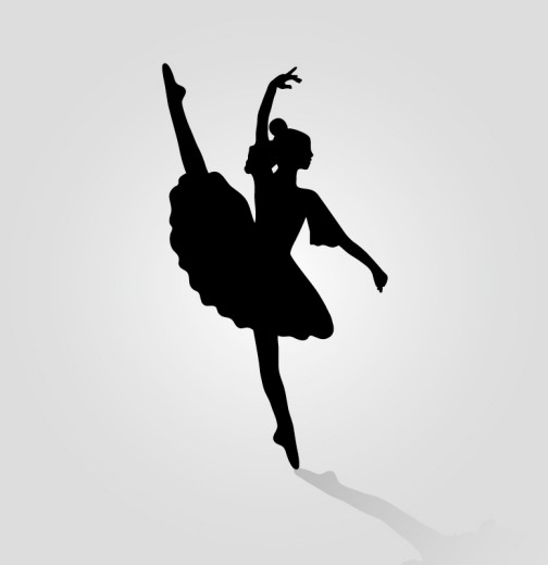 芭蕾舞女孩剪影矢量素材素材中国网