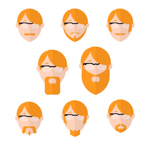 8款橙色头发男子头像矢量图16图库网精选