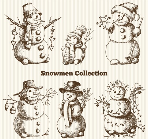 6款手绘圣诞雪人矢量素材16图库网精选