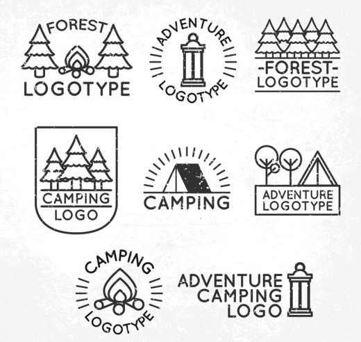 8款创意森林野营标志矢量素材16图库网精选