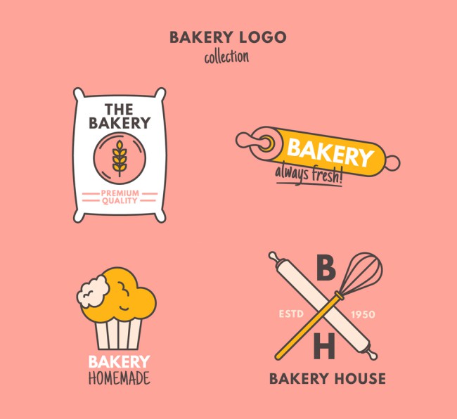 4款创意面包店标志矢量素材16图库网精选