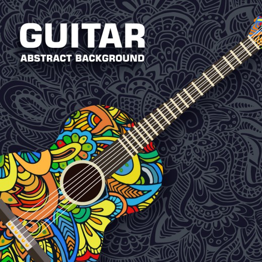 创意花纹吉他矢量素材16设计网精选