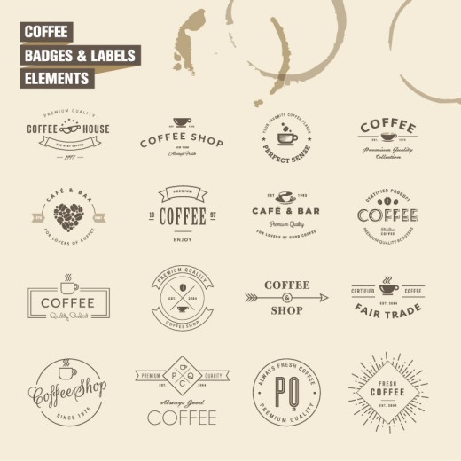 16款简洁咖啡标签矢量素材普贤居素材网精选