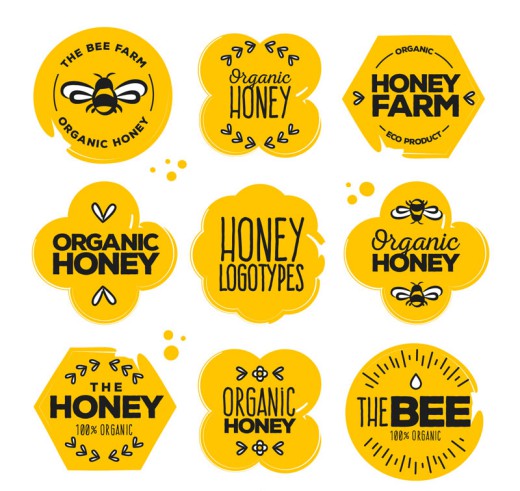 8款创意有机蜂蜜标志矢量图素材中