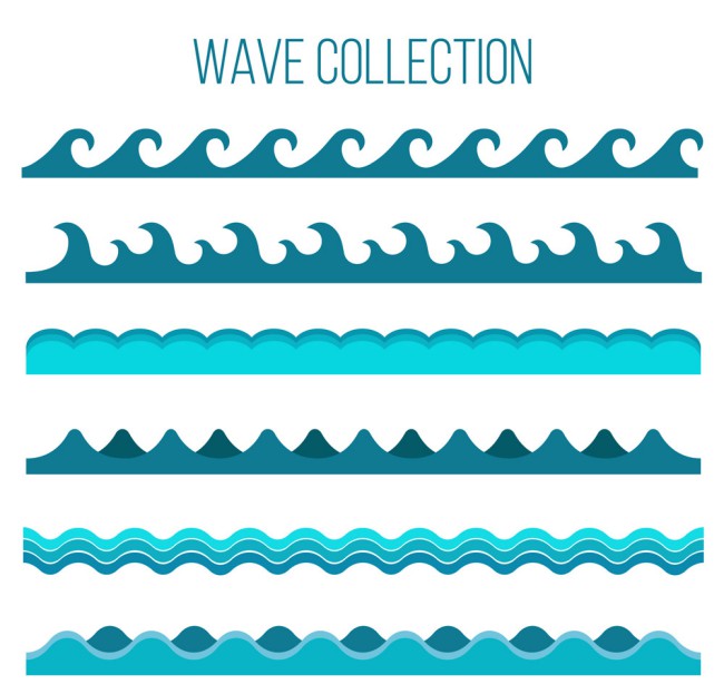 6款蓝色海浪设计矢量素材16素材网精选