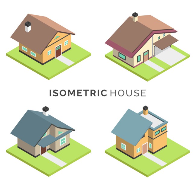 4款彩色立体房屋设计矢量图16图库网精选