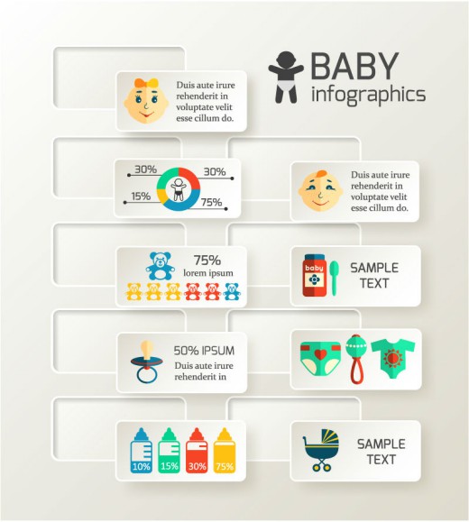 创意婴儿贴纸信息图矢量素材素材中国网精选
