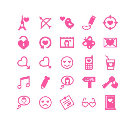 25款粉色情人节图标矢量素材16设计网精选