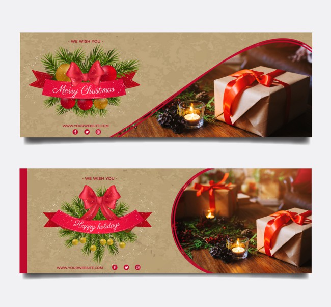 2款精美圣诞节礼盒banner矢量素材16图库网精选