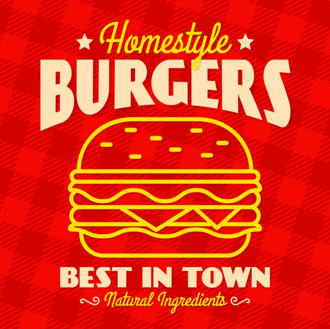 红色汉堡包促销海报矢量素材16素材网精选