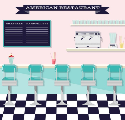 创意美式餐厅内部图矢量素材16设计网精选