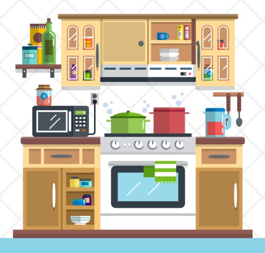 整洁家庭厨房设计矢量素材素材中国网精选