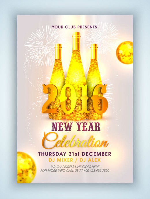 金色香槟酒派对海报矢量图16设计网精选