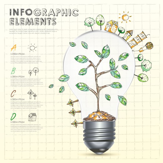 彩绘生态环保信息图矢量素材16图库
