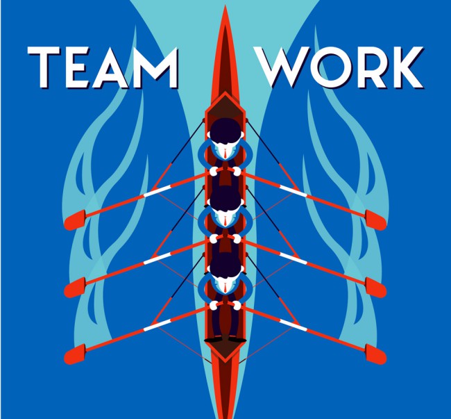 创意划赛艇的团队俯视图矢量素材16设计网精选