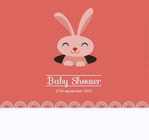可爱兔子迎婴派对邀请卡矢量图素材中国网精选