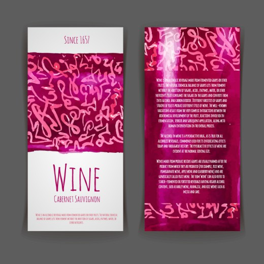 时尚水彩葡萄酒卡片矢量图16素材网精选