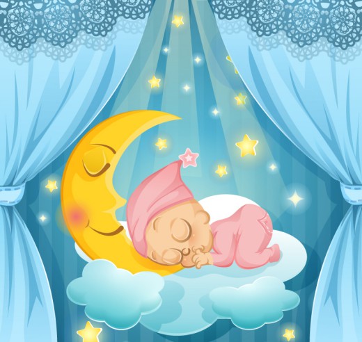 酣睡的婴儿插画矢量素材16设计网精选