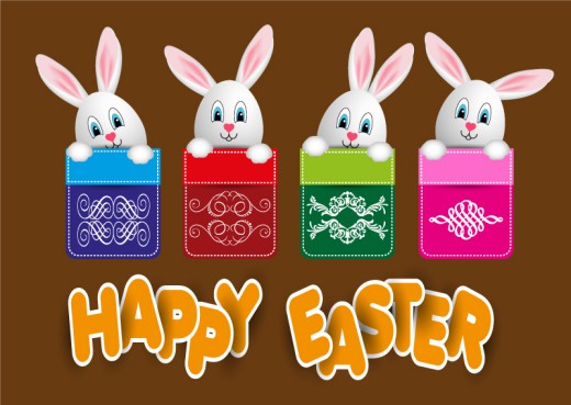 可爱兔子贴纸复活节贺卡矢量图素材中国网精选