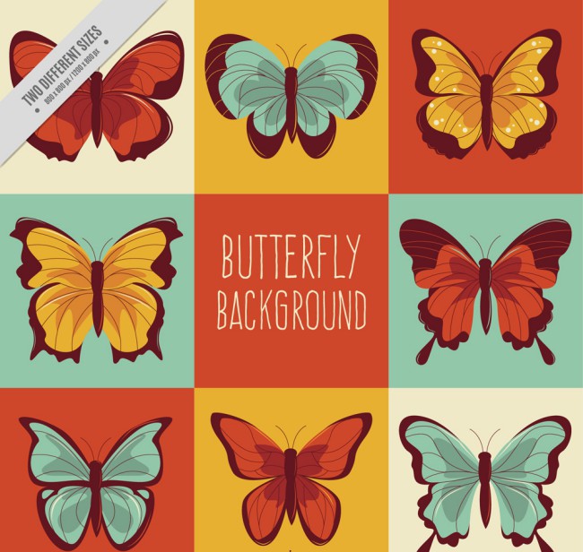 8款彩色美丽蝴蝶设计矢量素材16图库网精选