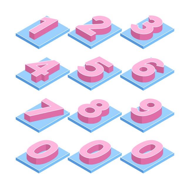 12款立体粉色数字设计矢量图16图库网精选