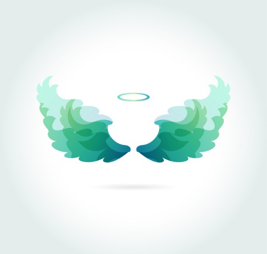 绿色天使光环和翅膀矢量图素材中国网精选