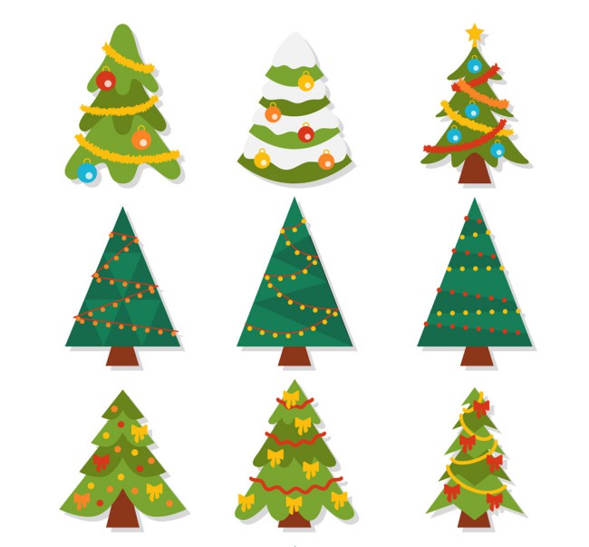 9款绿色圣诞树矢量素材16素材网精选