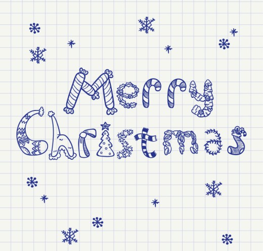 手绘圣诞快乐艺术字矢量素材16素材