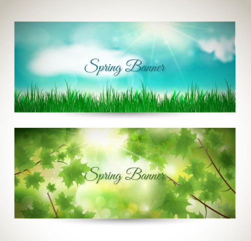 2款春季自然风景banner矢量素材素