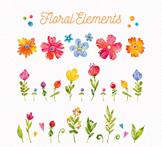 26款彩绘花卉和叶子矢量素材普贤居素材网精选