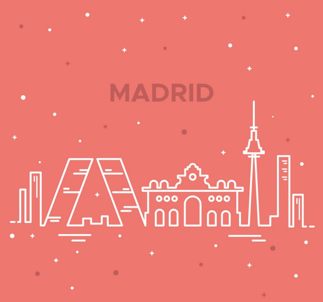 白色抽象马德里著名建筑矢量图16设计网精选