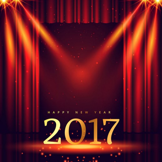 红色帷幕2017新年舞台背景矢量素材