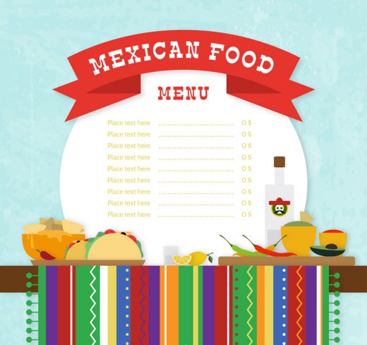 创意墨西哥食物菜单矢量素材普贤居素材网精选