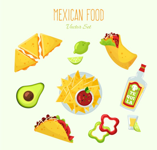 9款美味墨西哥食物矢量素材普贤居素材网精选