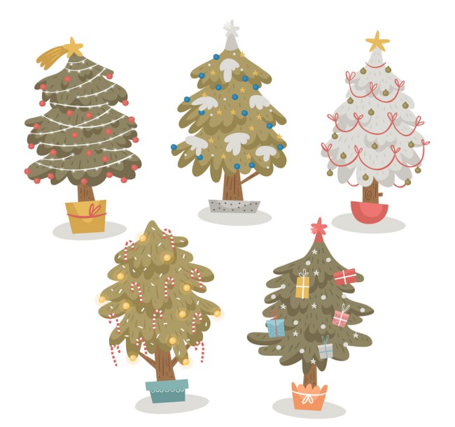 5款创意圣诞树盆栽矢量素材16素材网精选