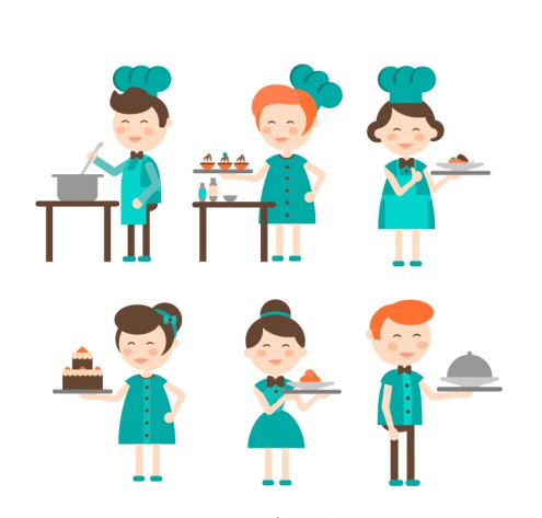 6款卡通厨师和服务员矢量素材16图