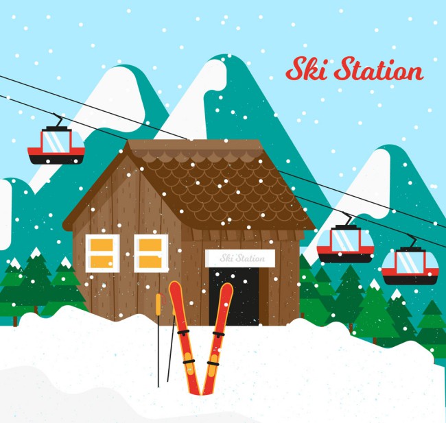 创意雪中的滑雪场矢量素材16设计网精选