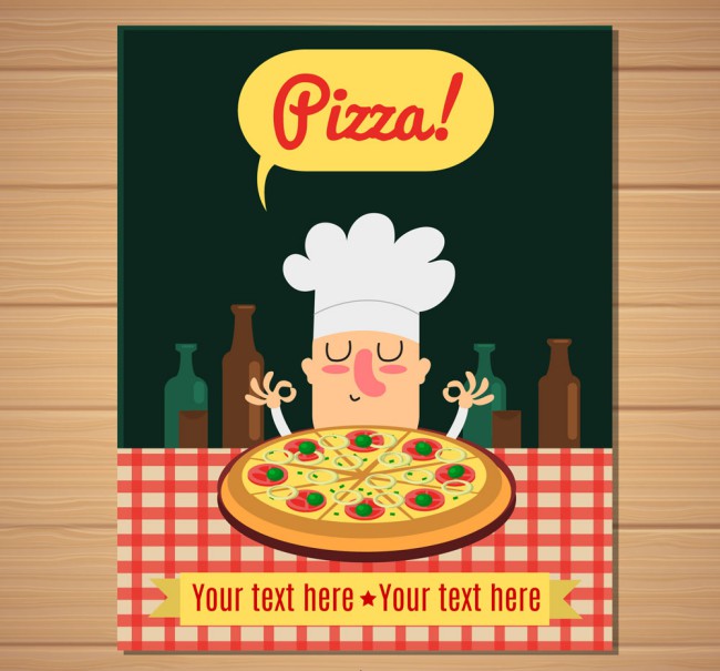 创意做披萨的厨师卡片矢量素材16素材网精选