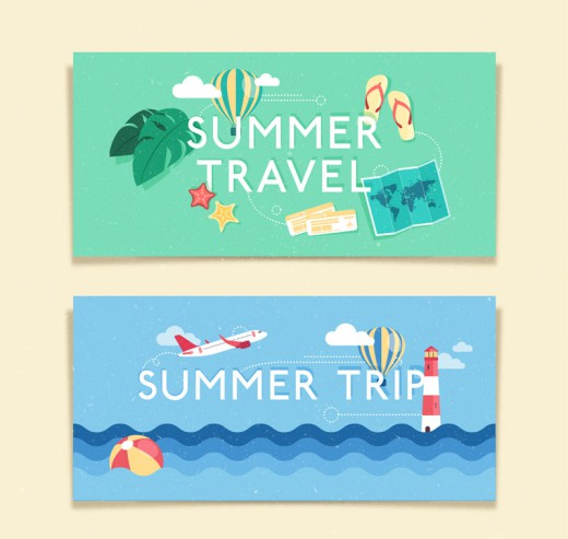 2款夏季旅游banner设计矢量素材普贤居素材网精选