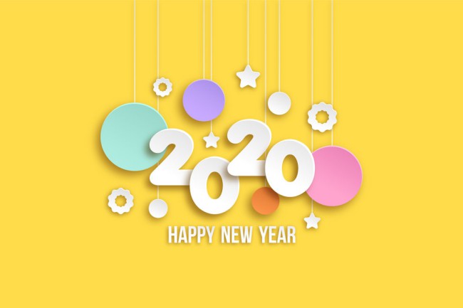 2020年白色新年快乐艺术字矢量图16素材网精选