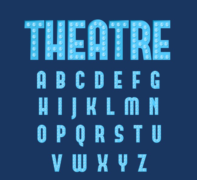 26个蓝色字母艺术字矢量图16设计网精选