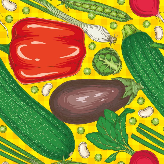 彩色蔬菜无缝背景设计矢量素材16设计网精选