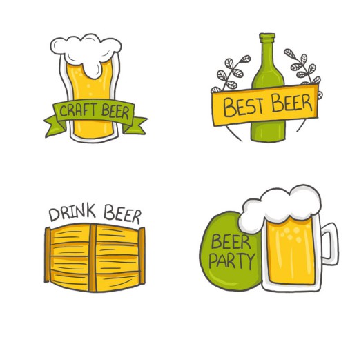 4款彩绘优质啤酒标签矢量素材16设计网精选