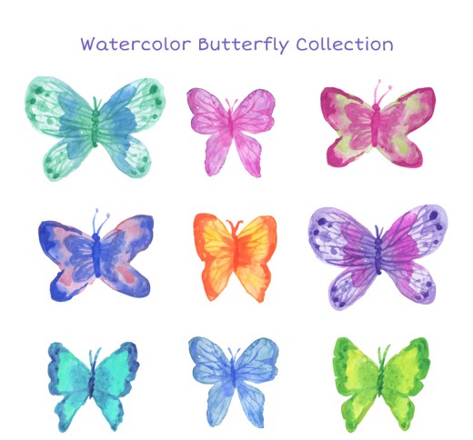 9款水彩绘蝴蝶设计矢量素材16图库网精选
