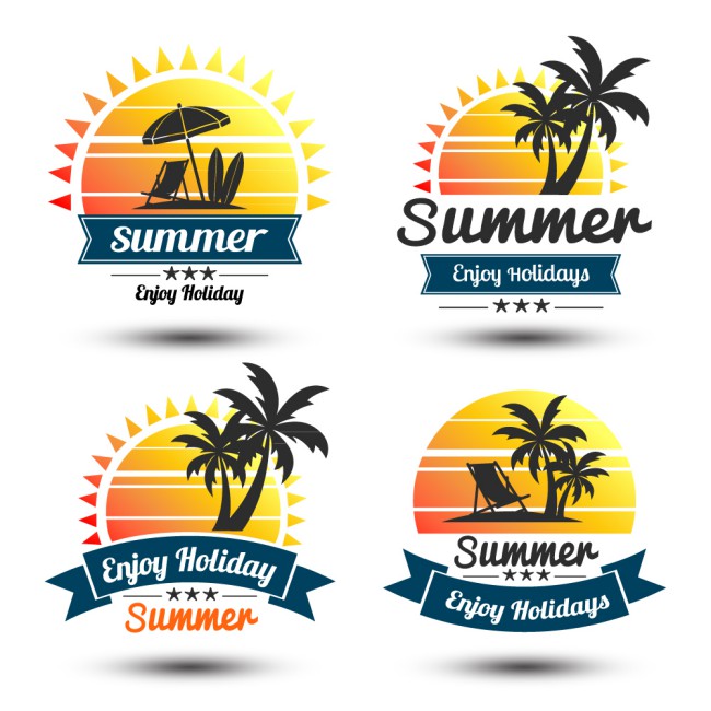 4款创意夏季假期太阳标签矢量图16设计网精选