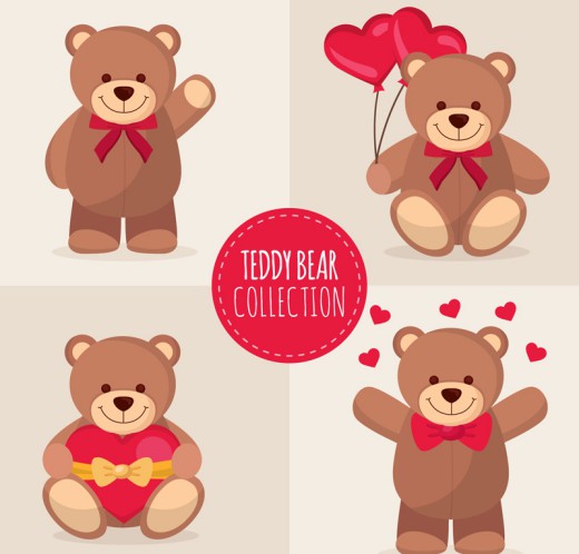 4款卡通TEDDY玩偶熊矢量素材16图库网精选