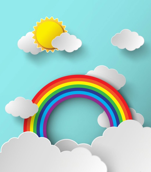 云朵与彩虹剪贴画矢量素材16设计网精选
