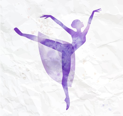 紫色水彩舞蹈女郎剪影矢量素材16图库网精选