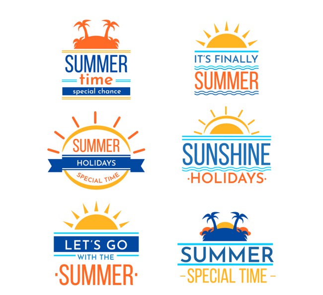 6款彩色夏季度假标签矢量素材16设计网精选